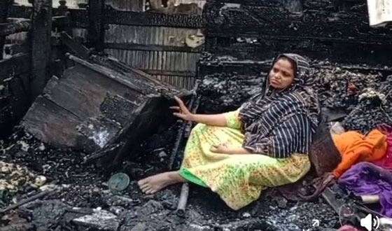 শরণখোলায় স্বামী পরিত্যক্তা নারীর   বসত ঘর পুড়ে ছাই