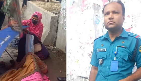 ফুটপাতে ভারসাম্যহীন নারীর কোলে এল সন্তান