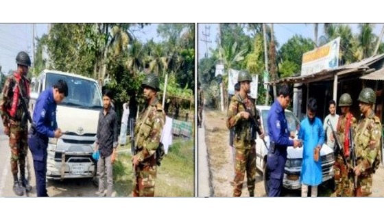 ফরিদগঞ্জে ভ্রাম্যমাণ চেকপোষ্ট: গাড়ি তল্লাশি, জরিমানা ও লাইসেন্স না থাকায় গাড়ি জব্দ