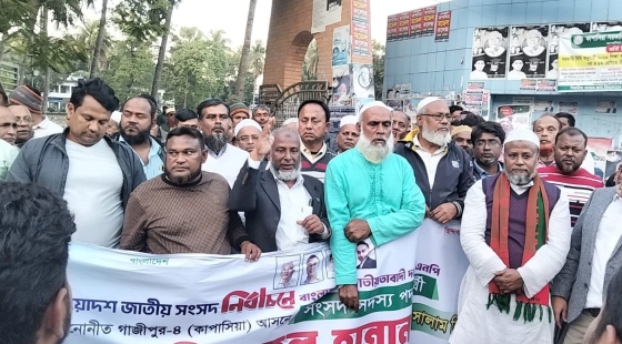 কাপাসিয়ায় উপজেলা ব্যাপী ধানের শীষ প্রতীকের বিশাল শোভাযাত্রা