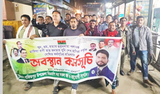 বাজিতপুরে বিএনপির অবস্থান কর্মসূচি,মিছিল ও সমাবেশ