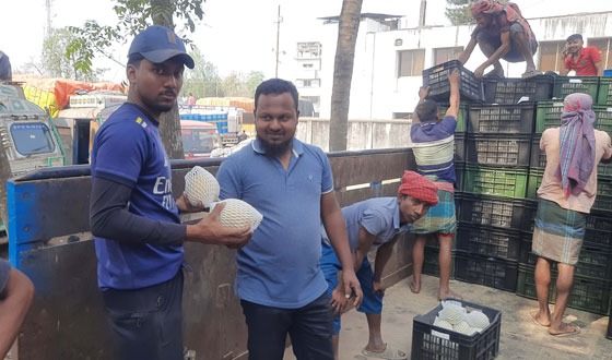 হিলি স্থলবন্দর দিয়ে ভারত থেকে মাস্ক মিলন (বাঙ্গি) আমদানি হয়েছে