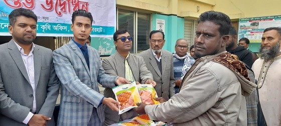 কচুয়ায় ১২০ জন চাষিদের মাঝে ভুট্টা বীজ বিতরণ।