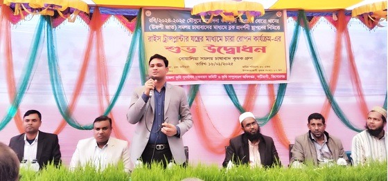 কটিয়াদীতে যান্ত্রিক উপায়ে চারা রোপনের উদ্বোধন