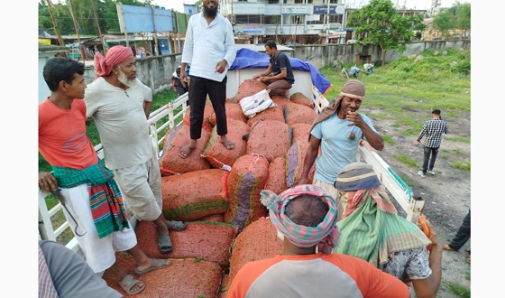 হিলি স্থলবন্দর দিয়ে ভারত থেকে কাঁচা মচির আমদানি শরু