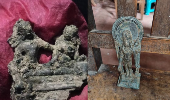 বগুড়ায় ২টি পিতলের মূর্তি উদ্ধার