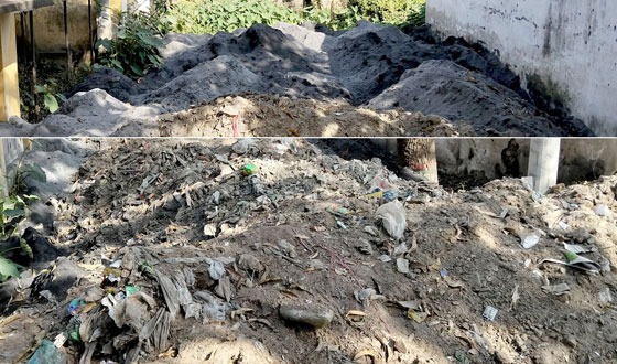 মহাদেবপুরে প্রকল্পে মাটির পরিবর্তে বয়লারের ছাঁই, ড্রেনের ময়লা