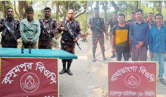 মহেশপুর সীমান্তে পাচারচক্রের সদস্যসহ আটক ১৭