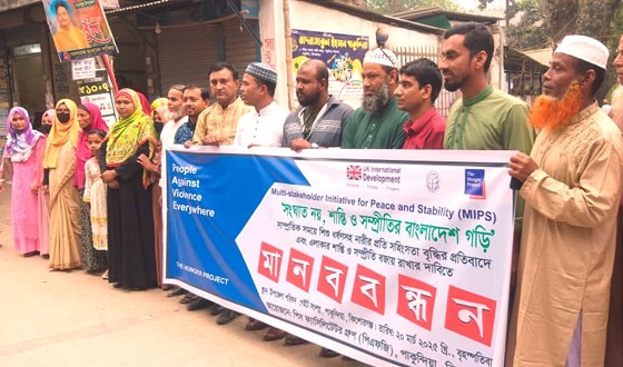 পাকুন্দিয়ায় শিশু ধর্ষণ ও নারীর প্রতি সহিংসতা বৃদ্ধির প্রতিবাদে মানববন্ধন