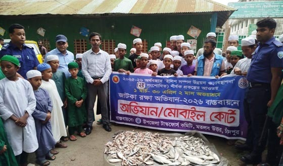 মতলবে জাটকা ইলিশ ও মাছের পোনাসহ আটক ৩