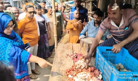 কেশবপুর পঁচা গরুর মাংস বিক্রি, ভ্রাম্যমান আদালতে জরিমানা