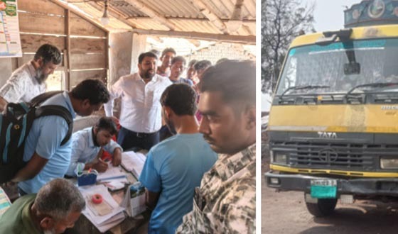 আশাশুনিতে ৩০০ বস্তা টায়ারের গুড়া (কার্বন) সহ ট্রাক জব্দ
