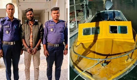 চাঁদপুরে চুরি স্পিডবোট উদ্ধার, আসামী গ্রেফতার