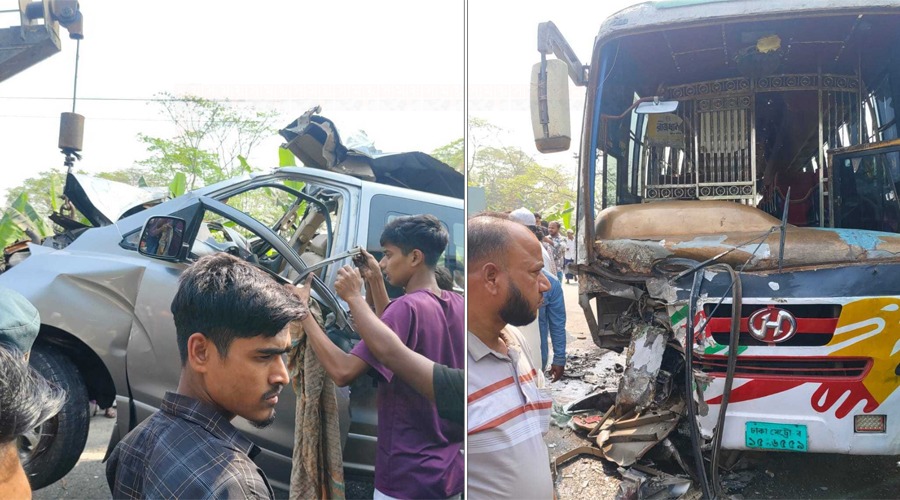 মহাসড়কে বাস-মাইক্রোবাসের মুখোমুখি সংঘর্ষ, চালক ও যাত্রী নিহত