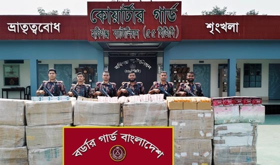 মাাধবপুরে ট্রাকভর্তি পাথরের নিচে ভারতীয় কসমেটিকস জব্দ