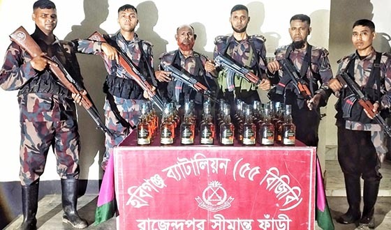 হবিগঞ্জ সীমান্তে বিজিবির অভিযানে ভারতীয় গরু ও মদ জব্দ