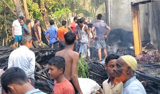 দৌলতখানে ২টি বসত ঘর আগুনে পুড়ে ছাই